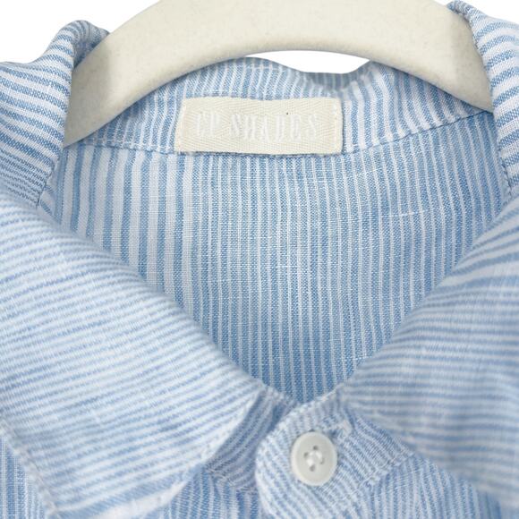 CP Shades Linen Pinstripe Romy Button Down Shirt Top Blue White Size Medium - Picture 5 of 8